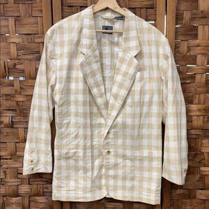 Vintage Lizwear Men's Beige Checkered Jacket